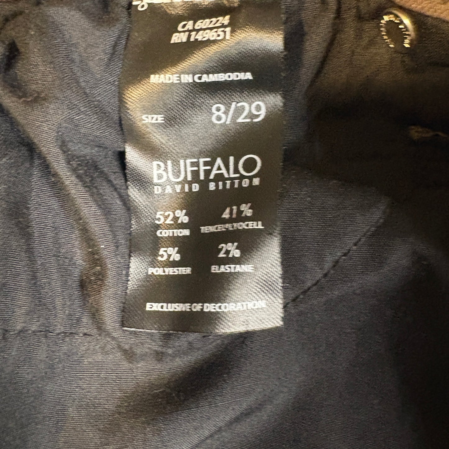 Buffalo David Bitton Hanna High Rise Skinny Pants Womens 8/29 Brown Stretch Jeans