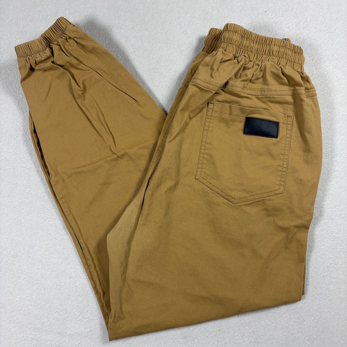 Mens Khaki Jogger Pants Size XL Tan Drawstring Waist Elastic Cuff Streetwear