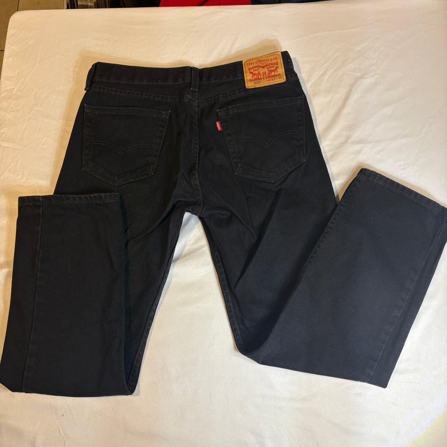 Baggy Levi’s 505 Black Jeans Men’s W33 L30 Straight Fit Denim Pants Classic