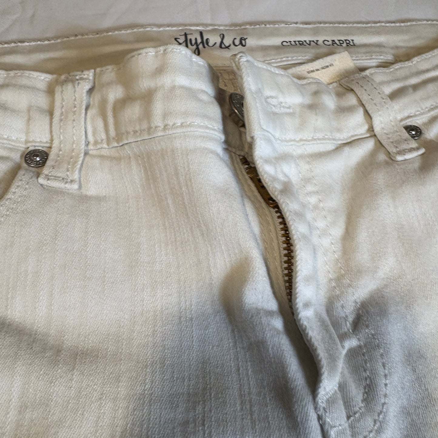 Style & Co White Jeans Women’s Size 4 Rolled Cuff Stretch Denim Pants