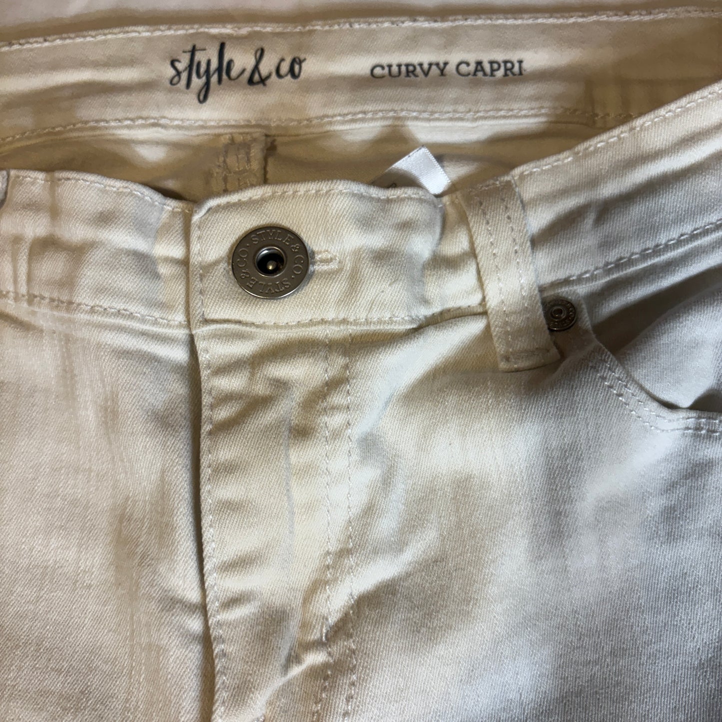 Style & Co White Jeans Women’s Size 4 Rolled Cuff Stretch Denim Pants