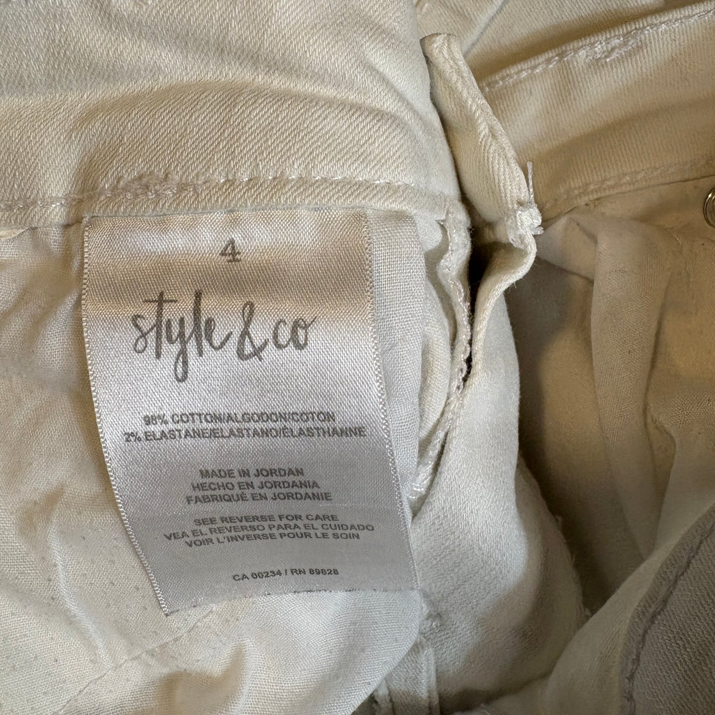 Style & Co White Jeans Women’s Size 4 Rolled Cuff Stretch Denim Pants