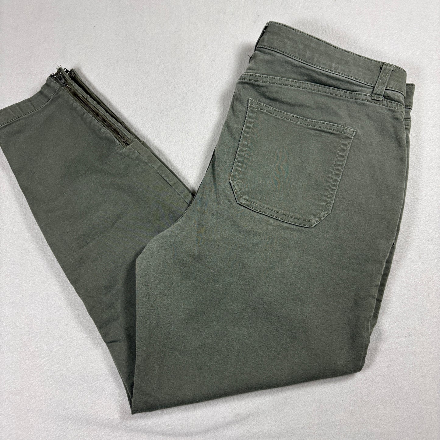 Knox Rose Pants Womens 16 Olive Green Stretch Cargo Utility Zip Hem Streetwear