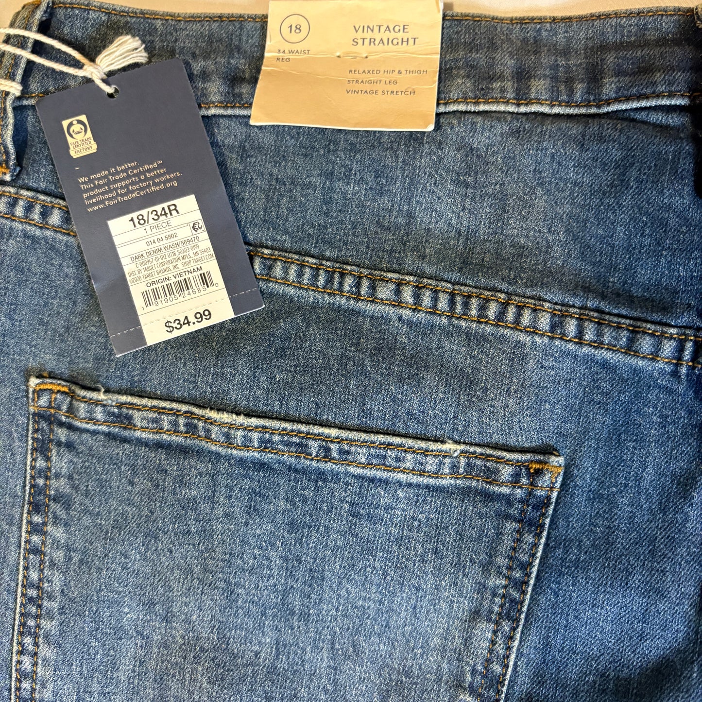 Baggy Universal Thread Jeans Women’s 18/34R Blue Vintage Stretch Straight NWT