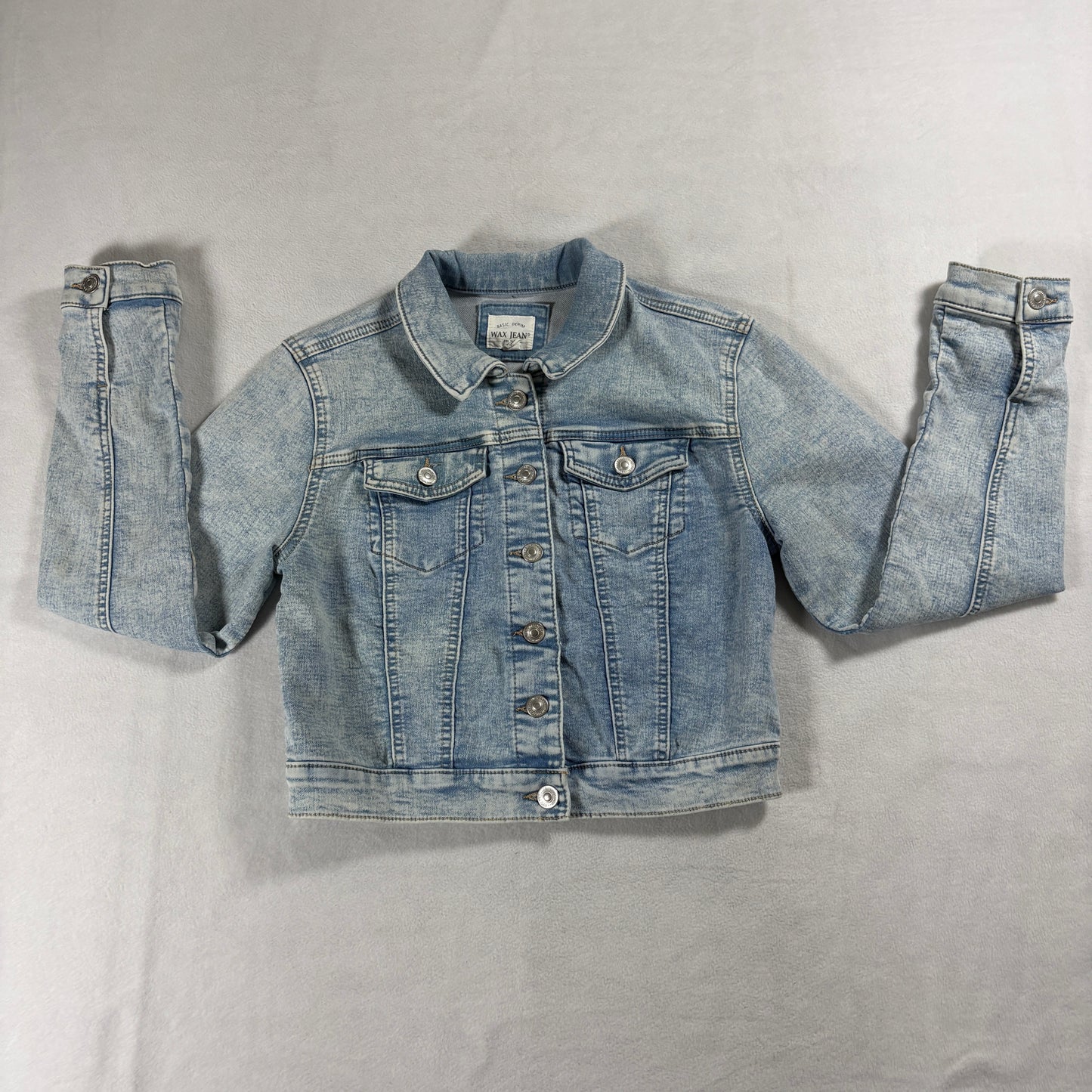 Wax Jean Denim Jacket Womens Small Light Wash Cropped Trucker Jean