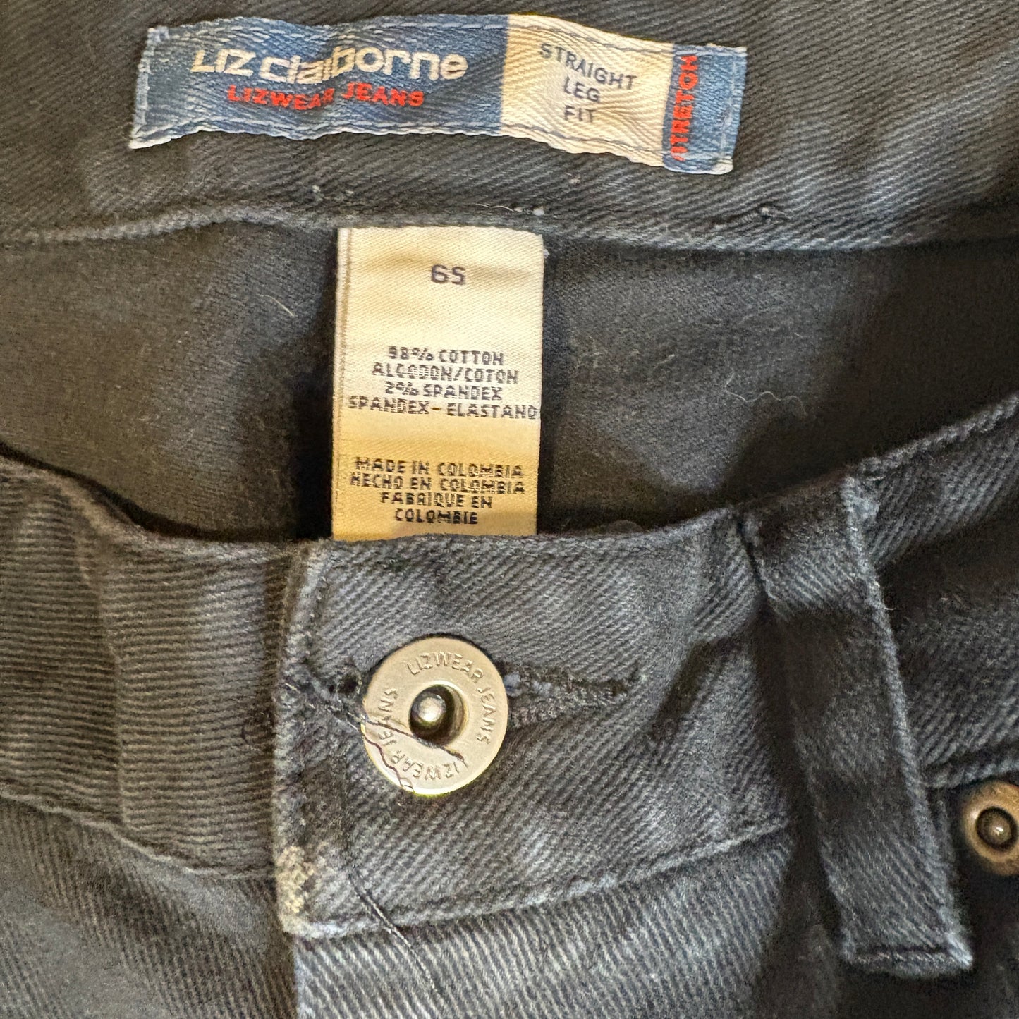 Baggy Liz Claiborne Lizwear Jeans Women’s 6S Black Denim Straight Leg Pants