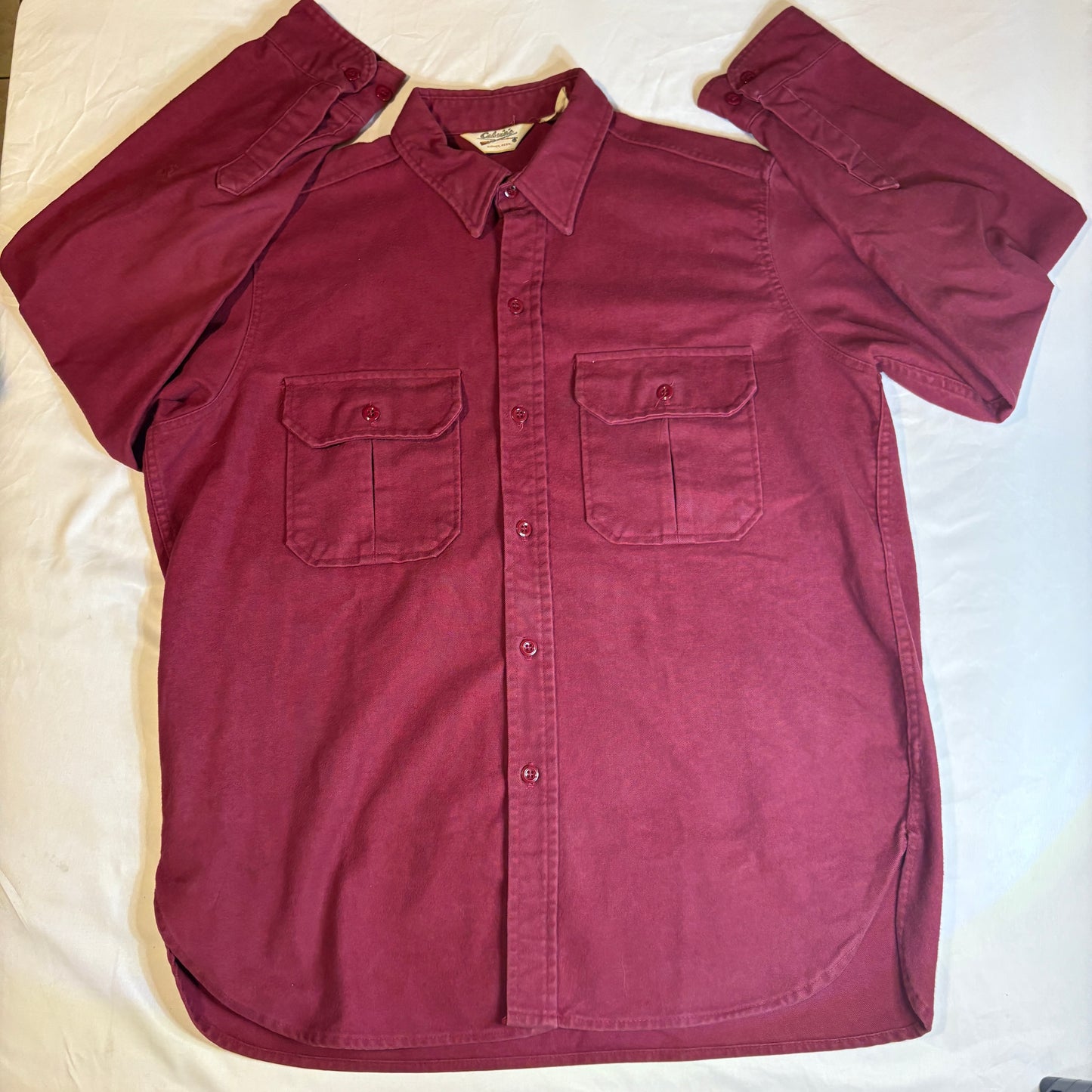 Cabela’s Shirt Men’s Long Sleeve Button Front Burgundy Maroon Outdoor Workwear