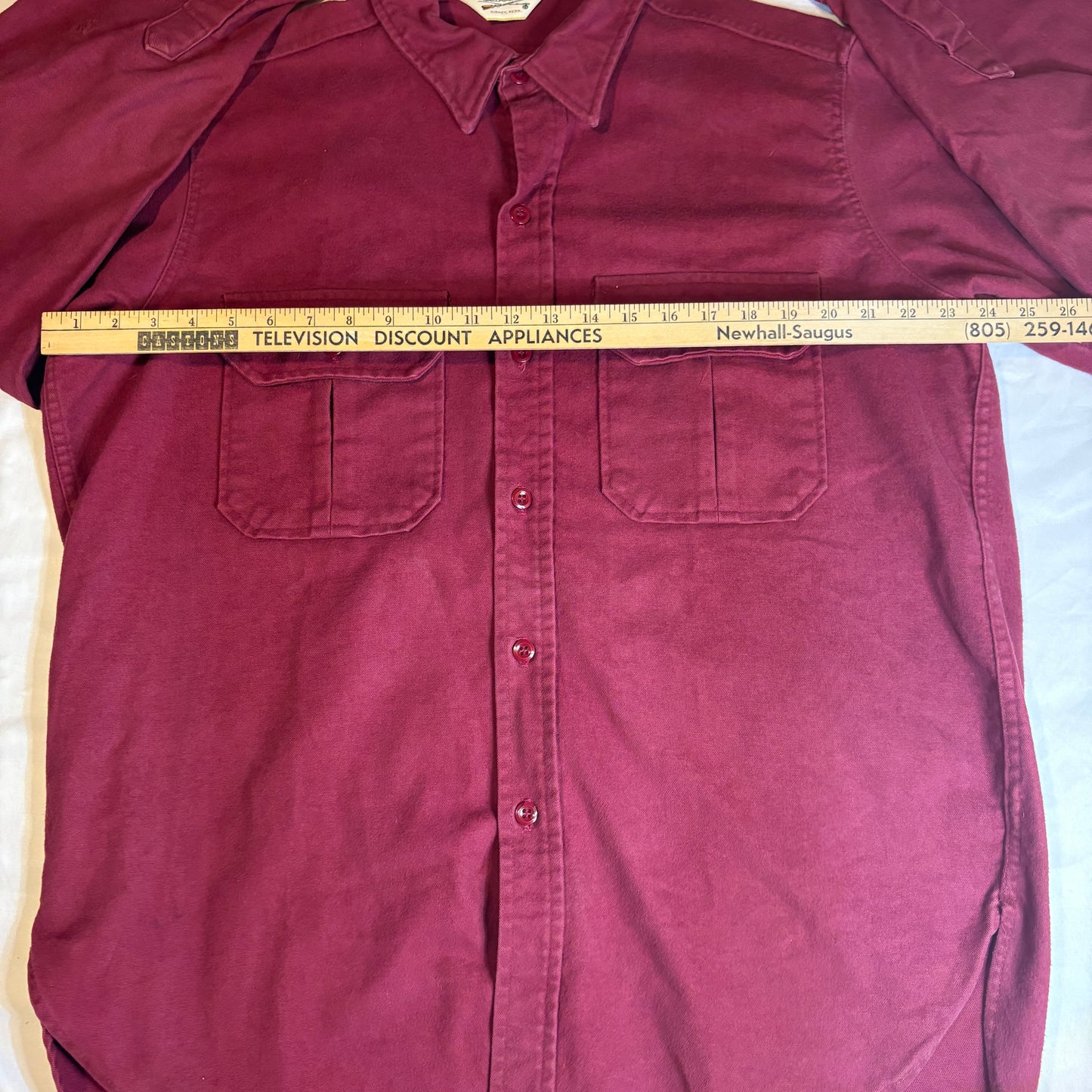 Cabela’s Shirt Men’s Long Sleeve Button Front Burgundy Maroon Outdoor Workwear