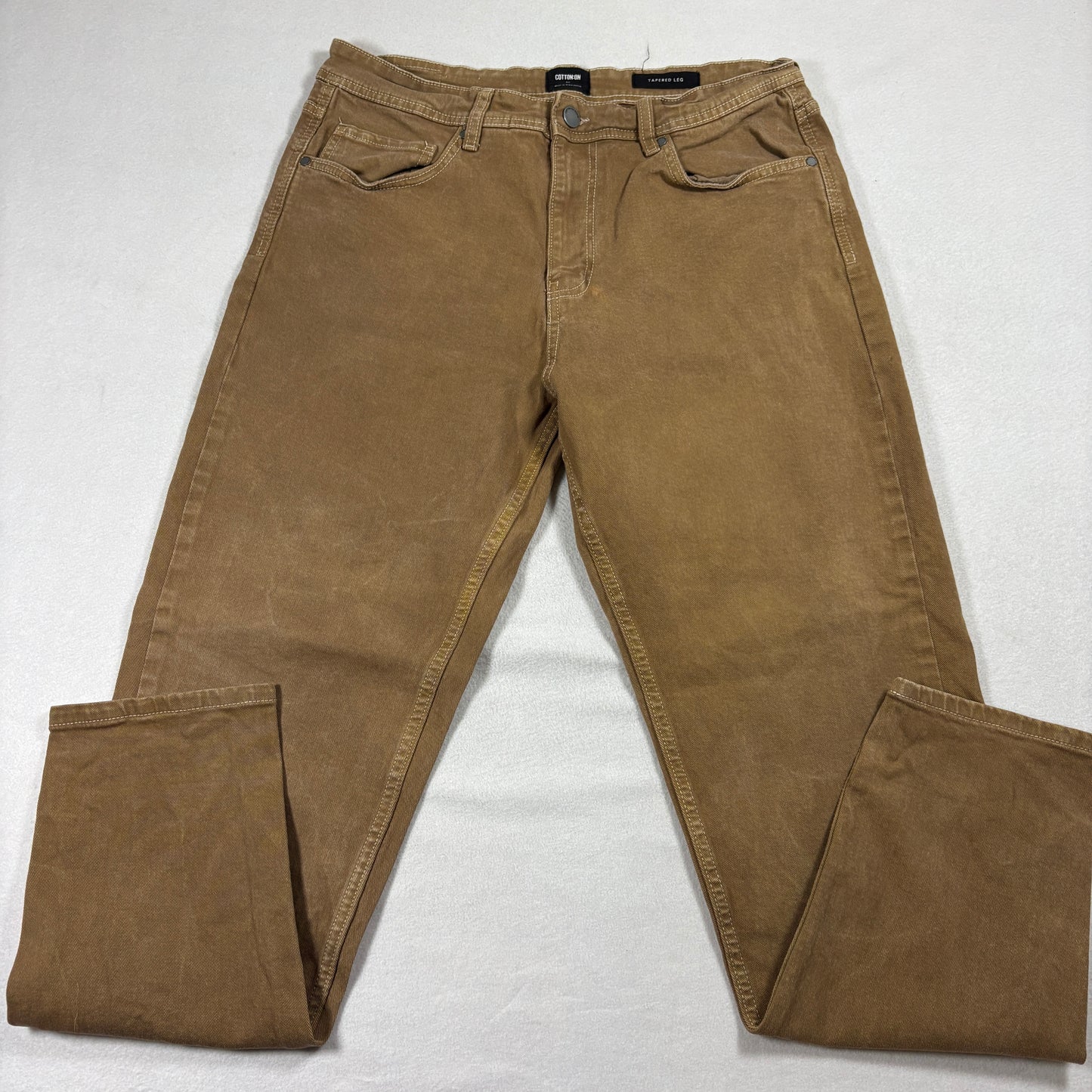 Cotton On Jeans Mens 32 Brown Tapered Leg Stretch Denim Pants Casual Streetwear