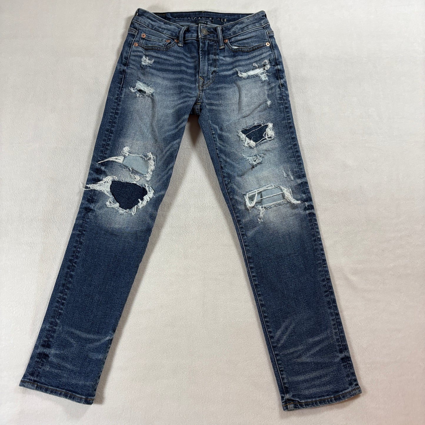 American Eagle AirFlex Distressed Skinny Jeans 26x28 Fits Like 26X27 Y2K Stretch