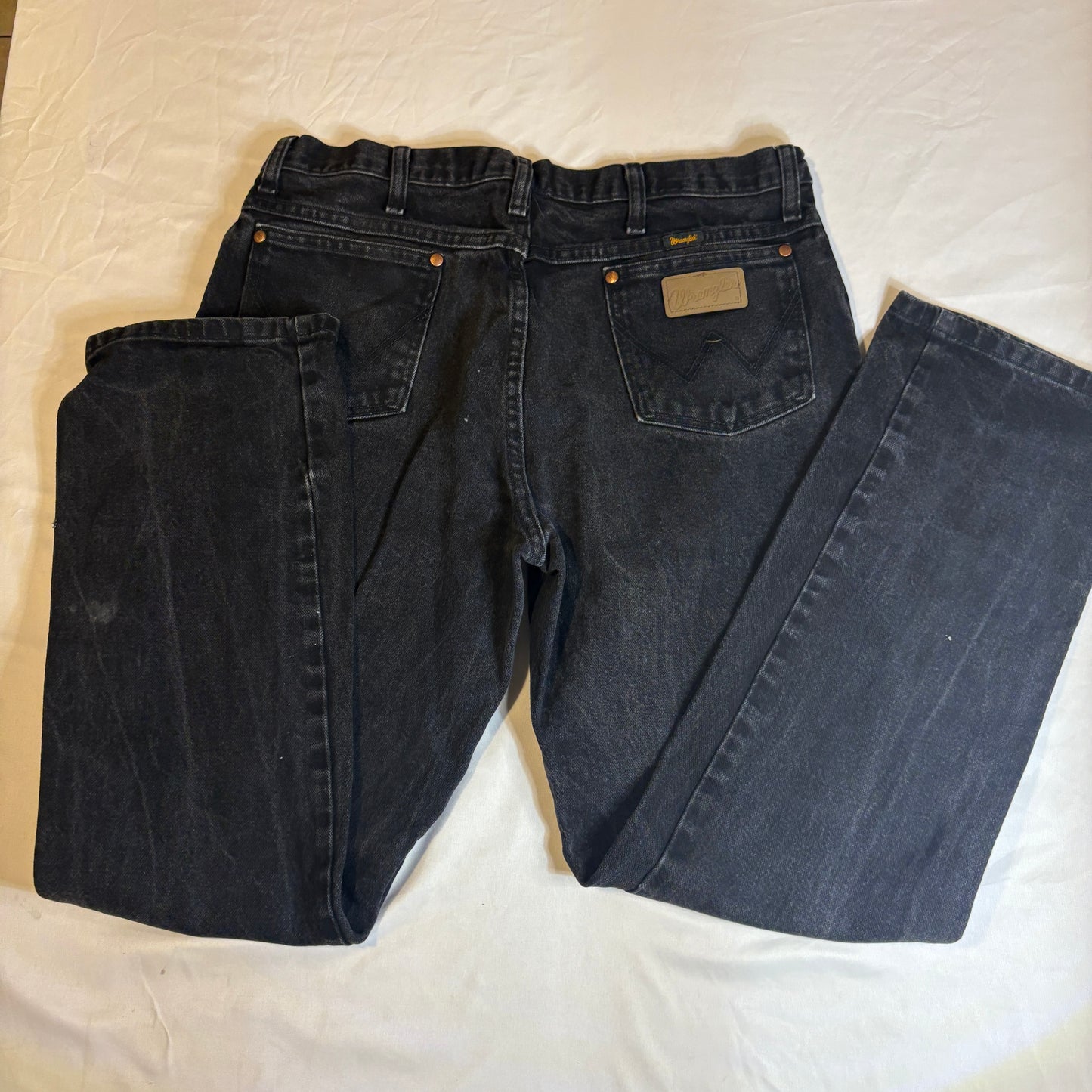 Wrangler Jeans Men’s 36x32 Black Charcoal Straight Leg 100% Cotton Denim
