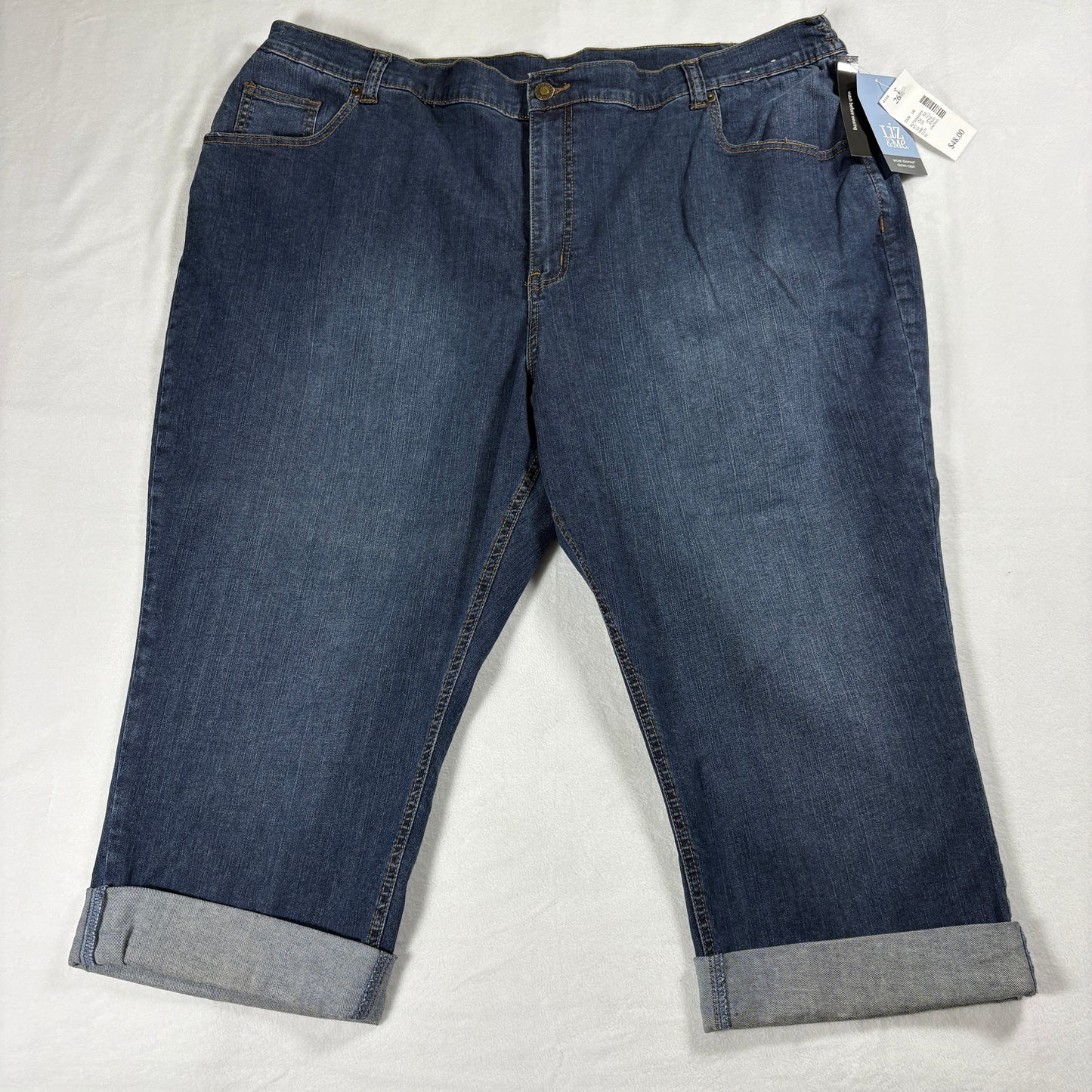 Womens Capri Jeans Plus Size 26W Dark Wash Stretch Denim NWT New Tag Casual Wear