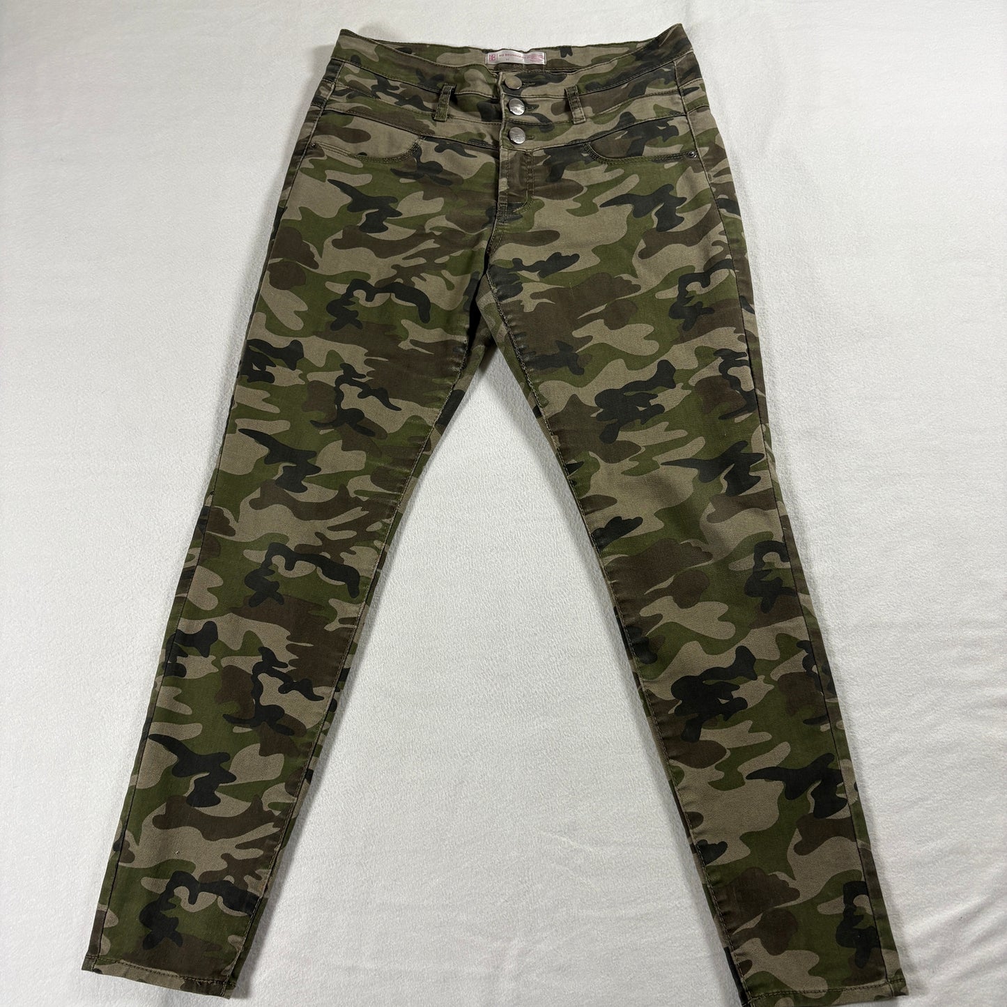 No Boundaries Juniors High Rise Skinny Camo Jeans Green Size 11 Stretch