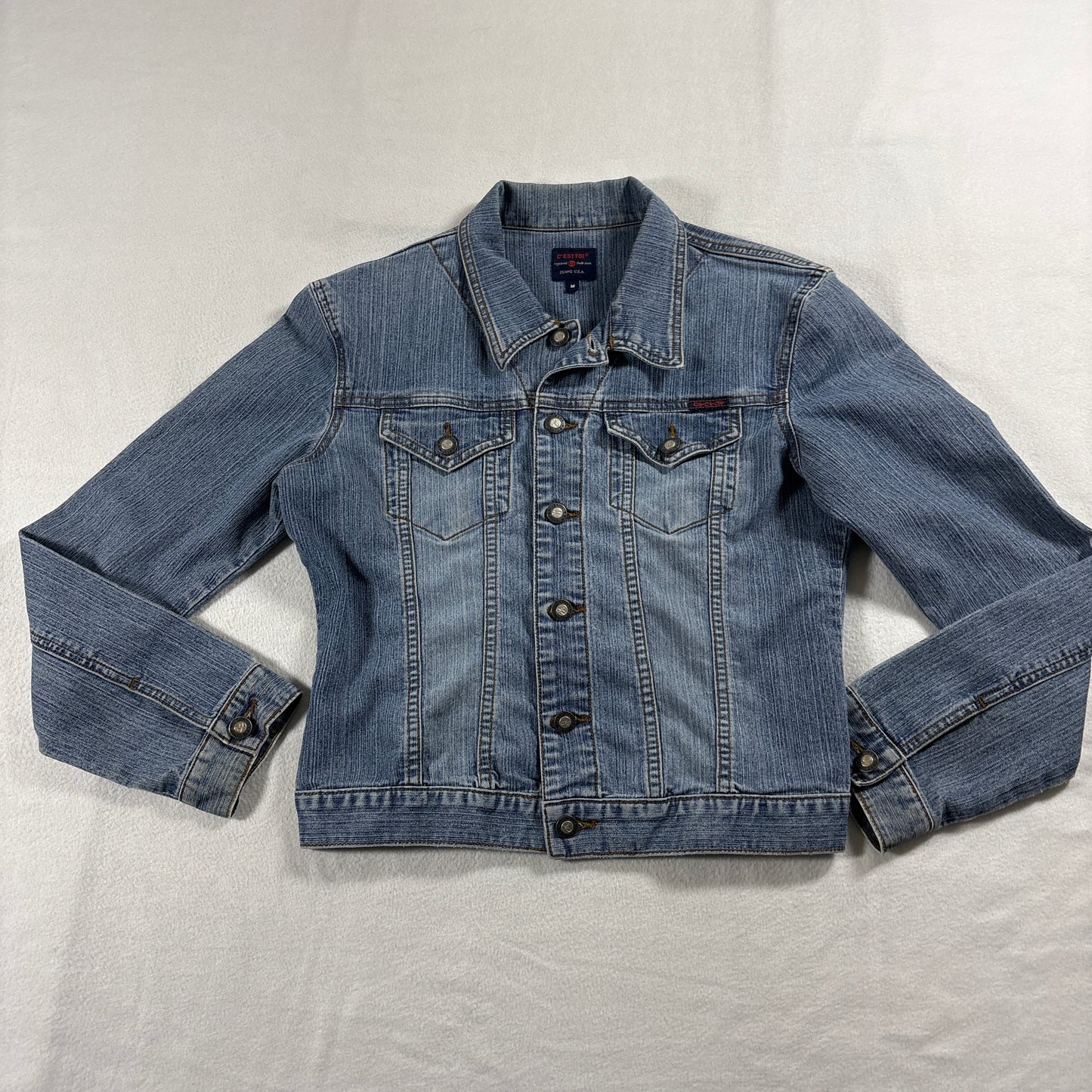 Cesttoi Jeans USA Denim Jacket Womens Medium Blue Wash Button Front
