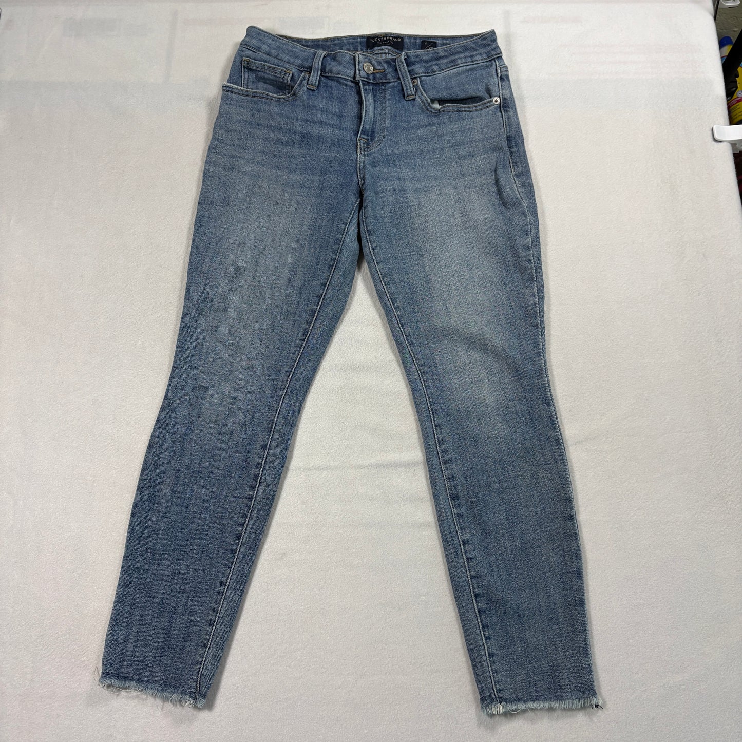 Lucky Brand Jeans Womens 6/28 Ankle Light Wash Frayed Hem Stretch Denim Casual