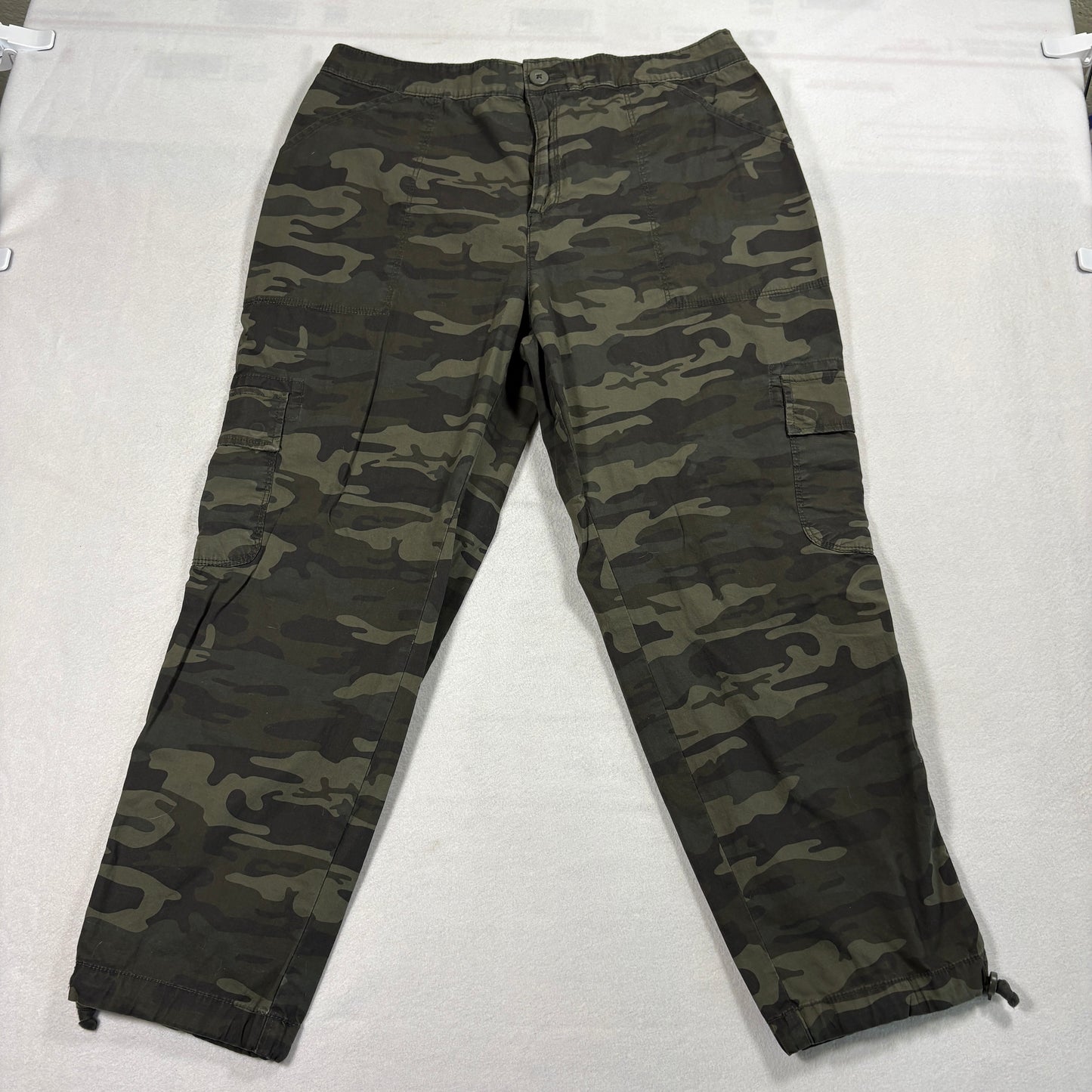 Sanctuary Camo Cargo Pants Mens XXL Green Drawstring Hem Y2K Streetwear Utility