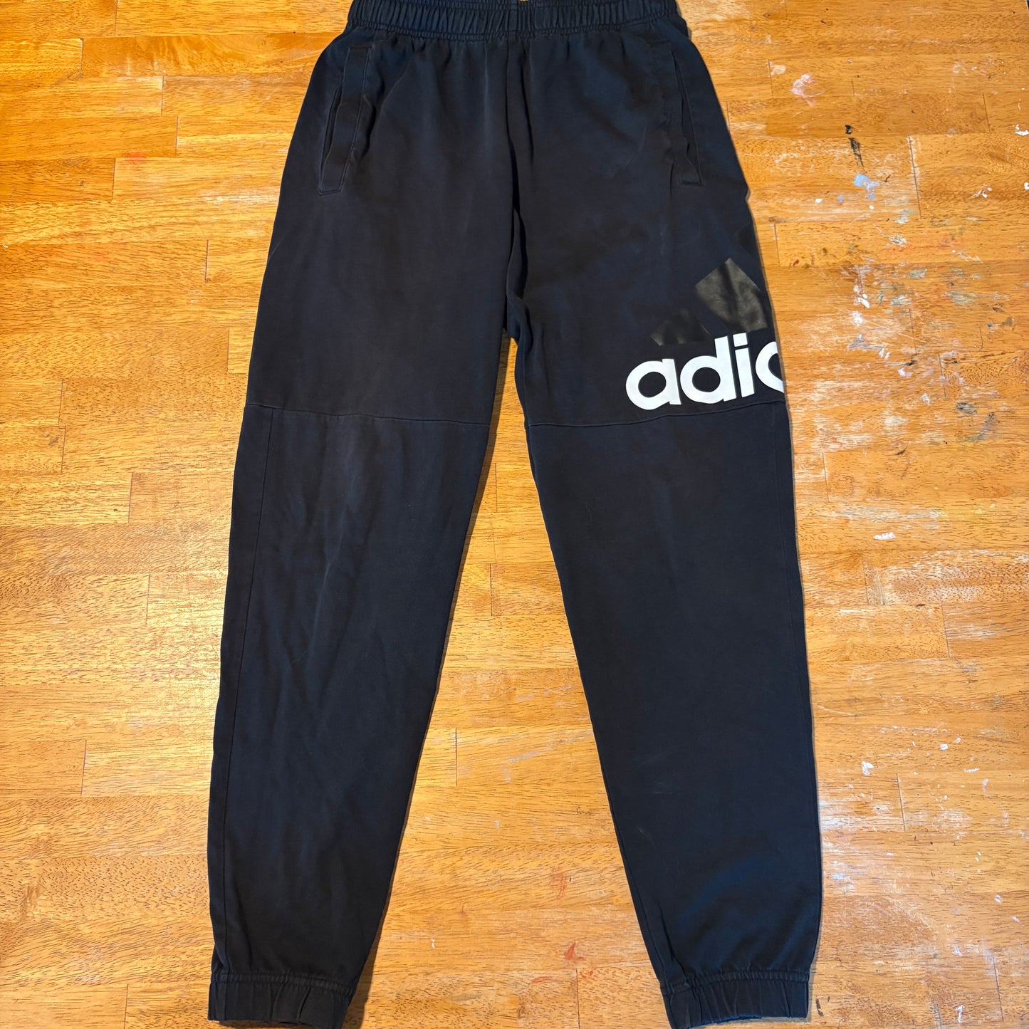 Adidas Jogger Pants Mens Small Black Logo Streetwear Athletic Sweatpants Y2K Fit