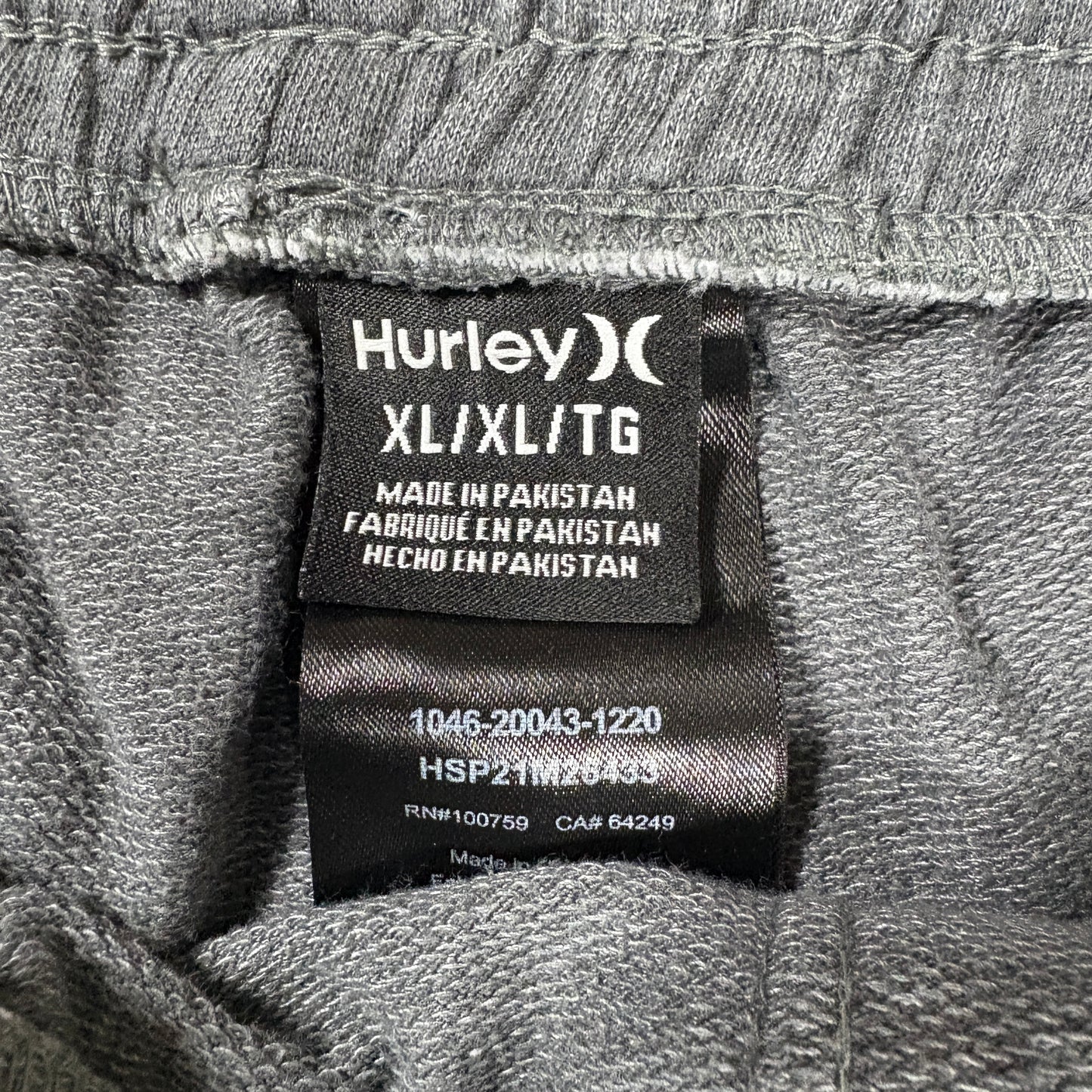 Hurley Men’s Shorts XL Gray Knit Fleece Drawstring Elastic Waist Lounge Casual