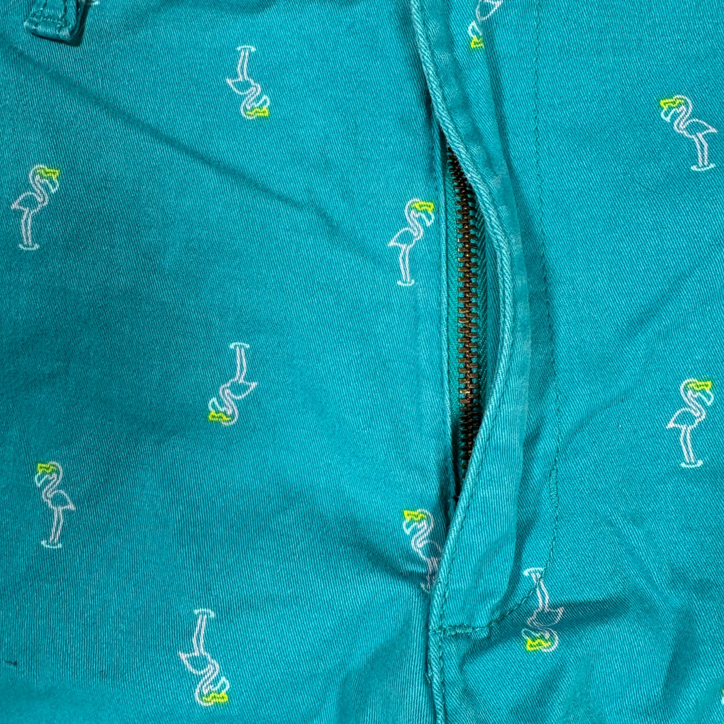 George Men’s Shorts 34 Teal Cotton Stretch Chino Casual Summer Cocktail Print