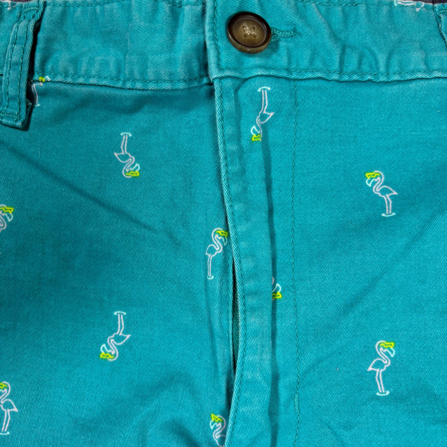 George Men’s Shorts 34 Teal Cotton Stretch Chino Casual Summer Cocktail Print