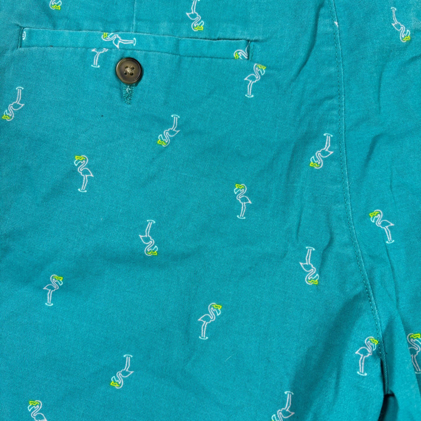 George Men’s Shorts 34 Teal Cotton Stretch Chino Casual Summer Cocktail Print