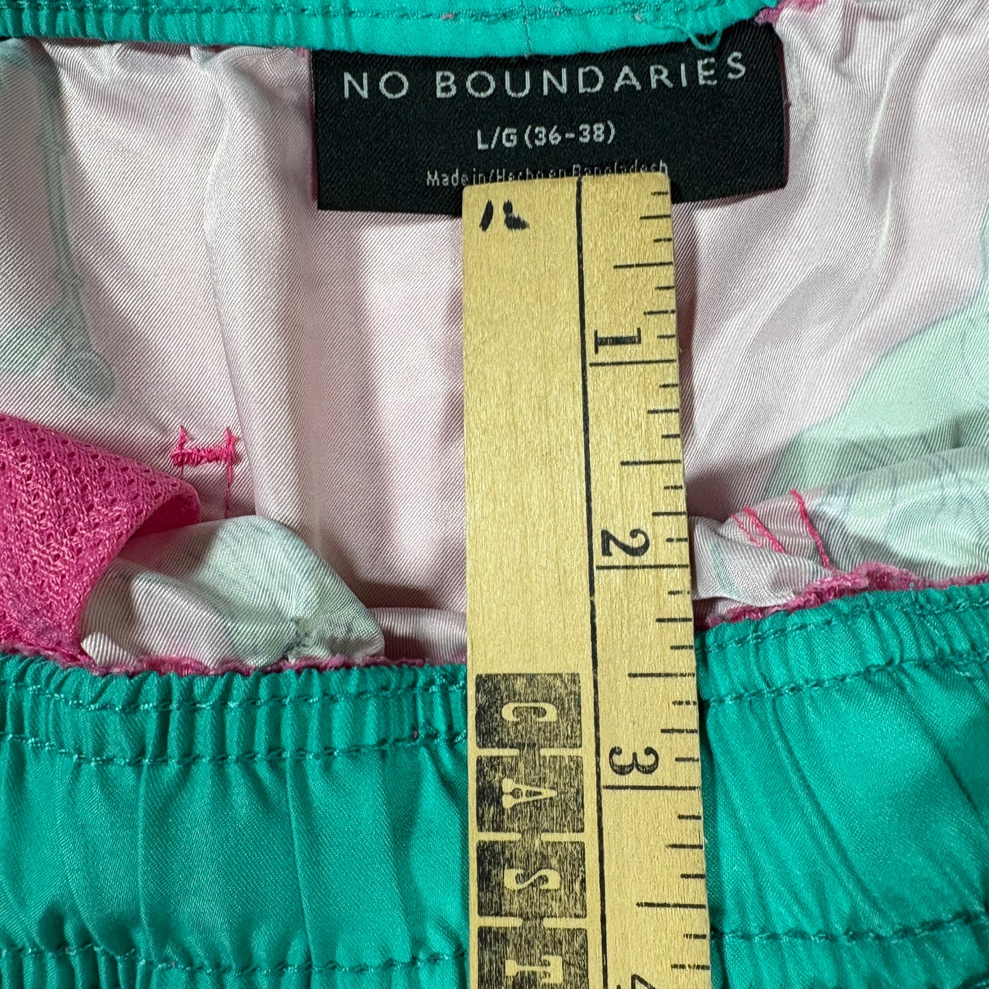 No Boundaries Men’s Swim Trunks L Pink Dinosaur Scooter Print Board Shorts Fun