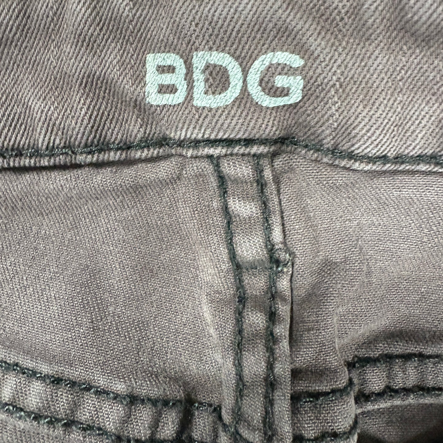 BDG Jeans Women’s 30W 29L High Rise Twig Ankle Gray Slim Raw Hem Floral Patch