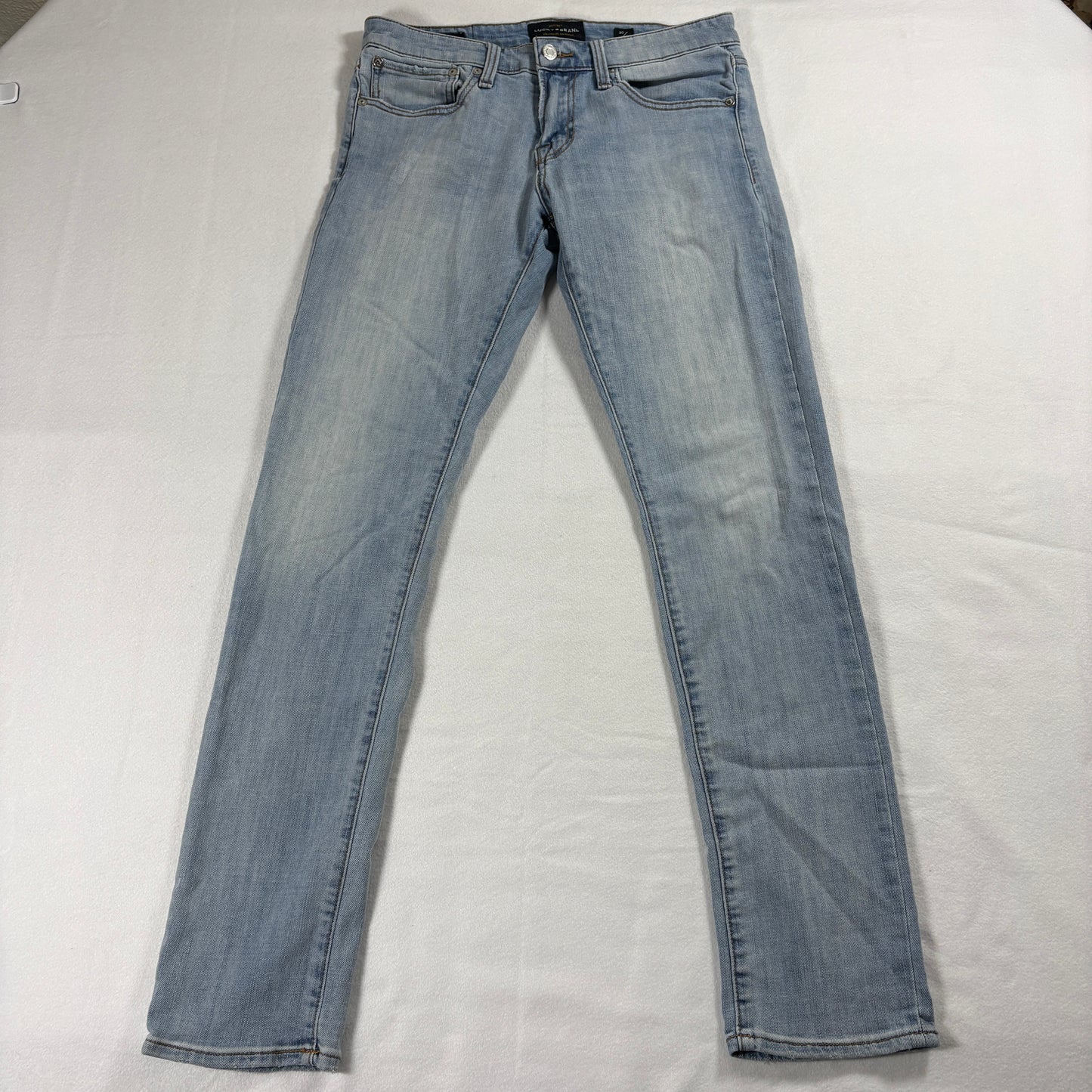 Lucky Brand Jeans Mens 30x32 Light Wash Skinny Fit Stretch Denim Casual Wear Y2K
