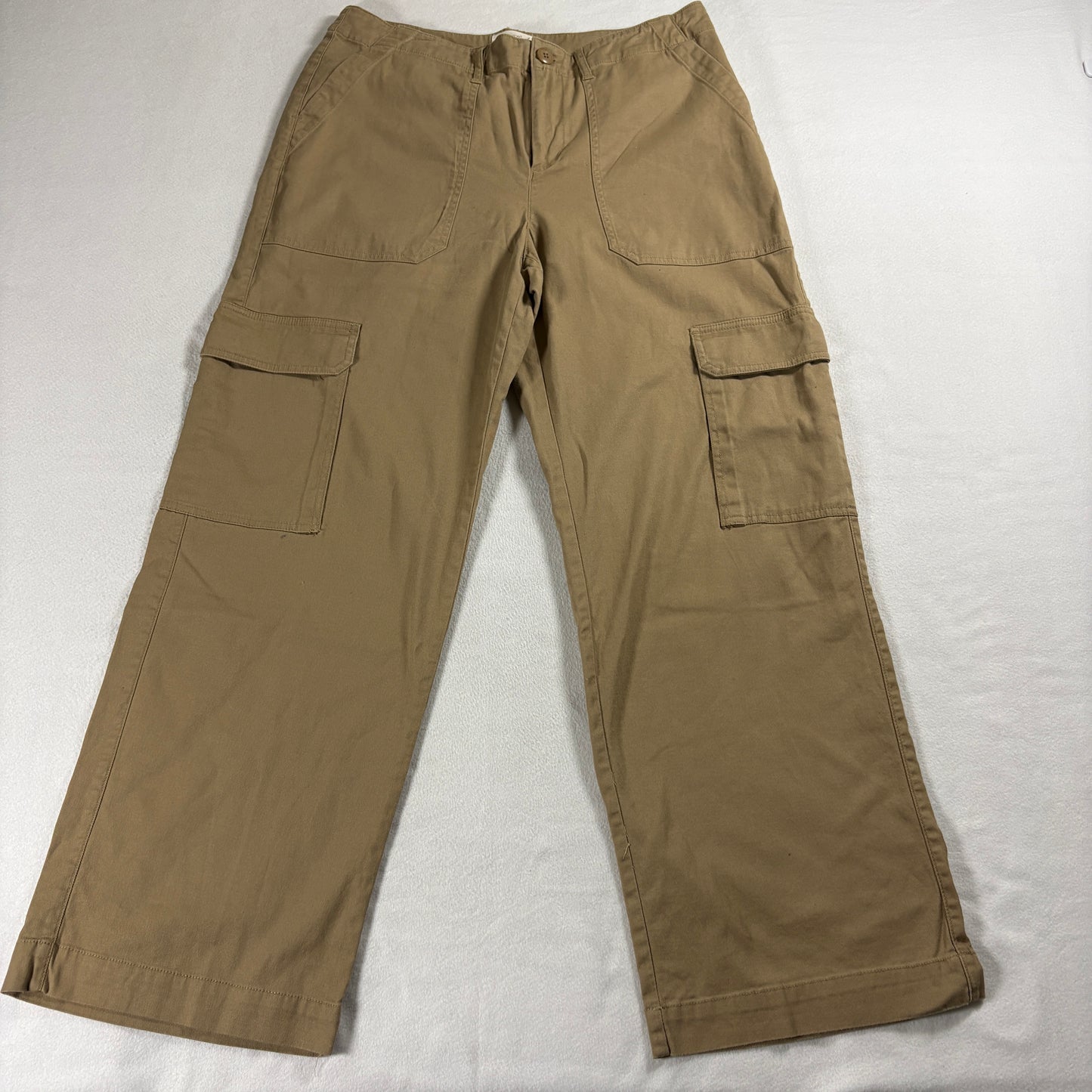 Universal Thread Womens Cargo Pants Size 12 Tan High Rise Stretch Utility Wide