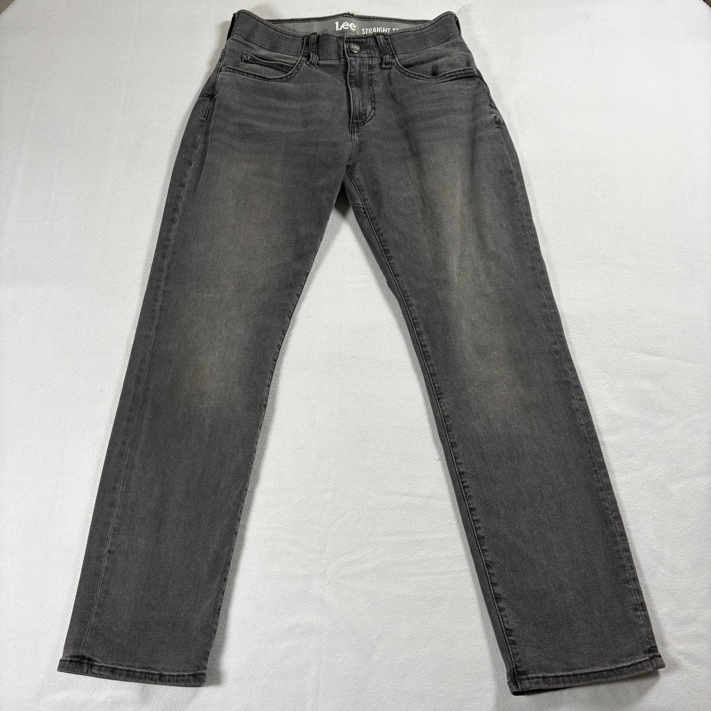 Lee Jeans Mens 29x30 Gray Straight Fit Stretch Denim Casual Y2K Style Wear Trend