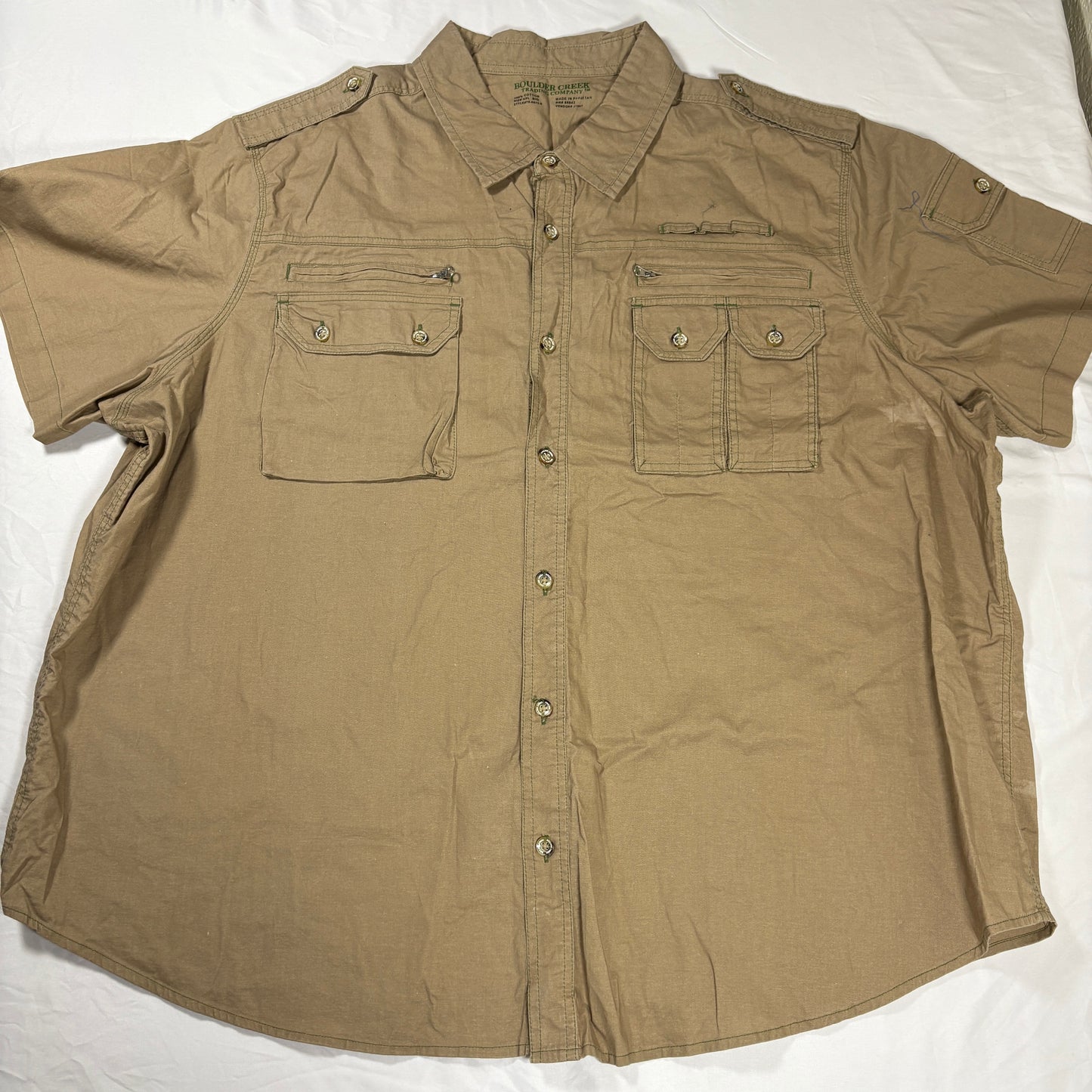 Boulder Creek Men’s 4XL Khaki Short Sleeve Utility Shirt Multi Pocket Outdoor