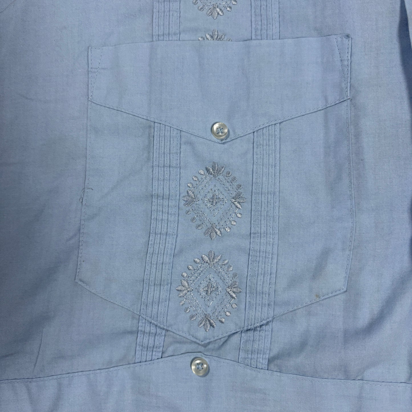 Havanera Co Men’s 2XL Blue Guayabera Embroidered Cuban Shirt Short Sleeve Casual