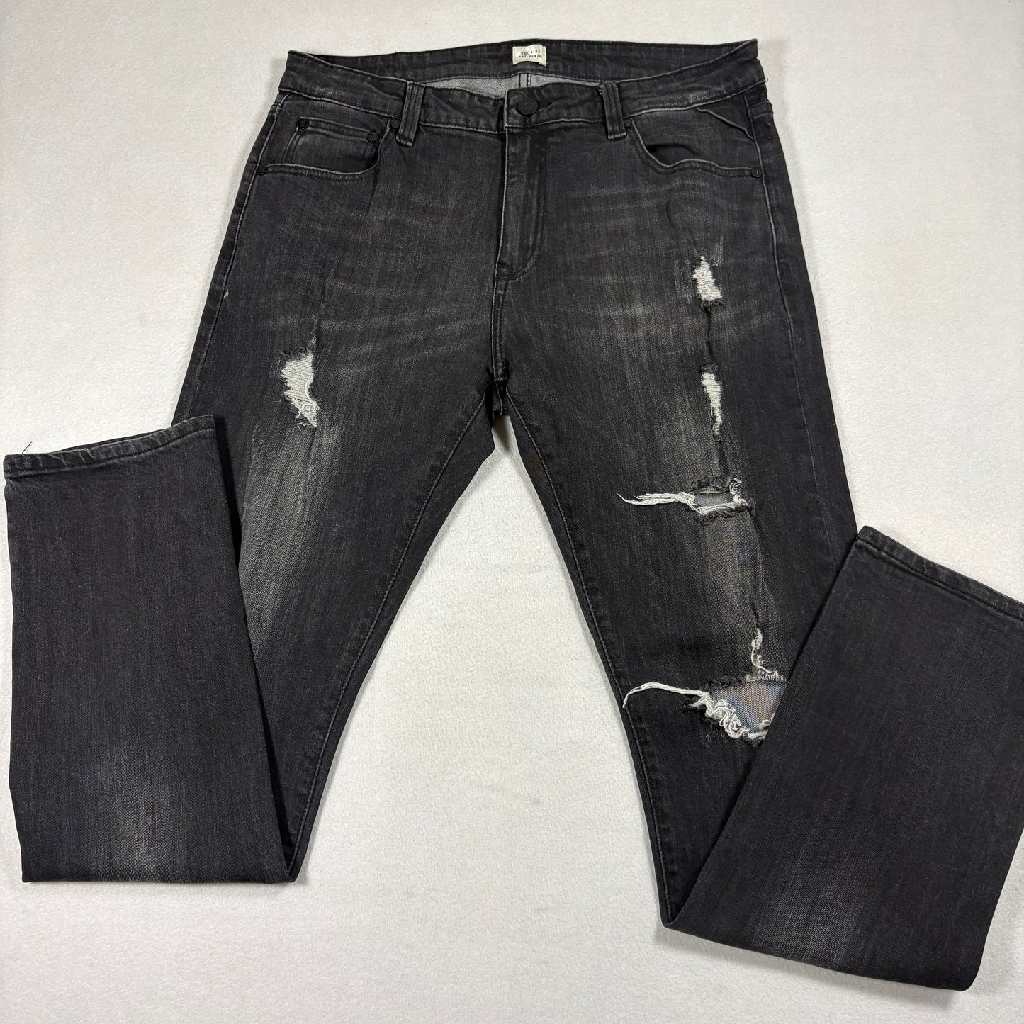 Nothing But Denim Jeans Mens 38x32 Black Distressed Slim Fit Grunge Streetwear