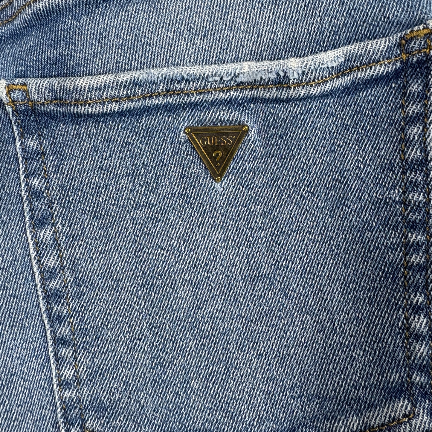 Guess Womens Distressed Skinny Jeans Blue Size 32 Ripped Denim Y2K Grunge