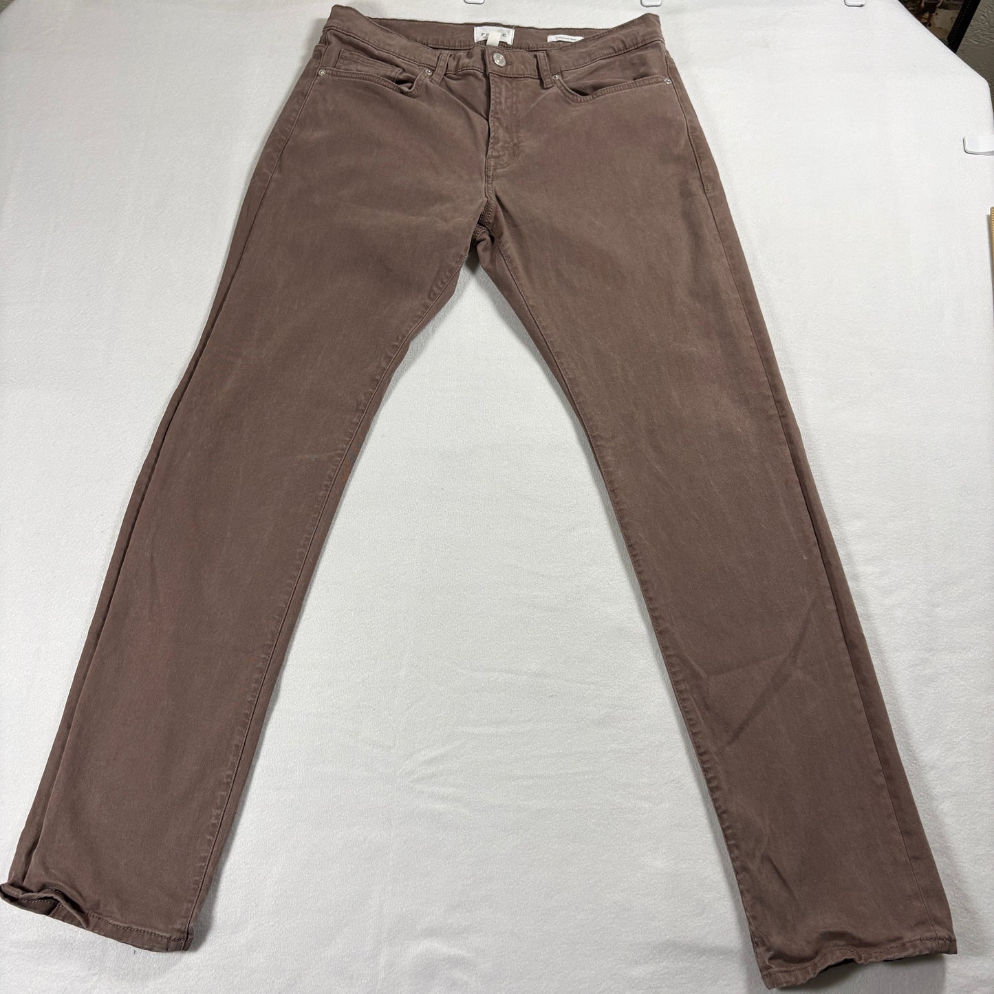 Frame Pants Mens 33 Dry Rose Brown Slim Stretch Designer Casual Wear Streetwear