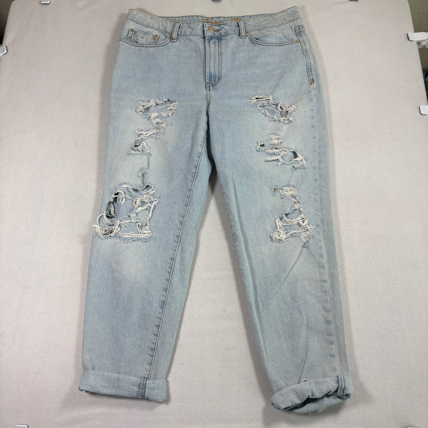 Seven7 Jeans Womens 12 Light Wash Marilyn Boyfriend Distressed Grunge Y2K