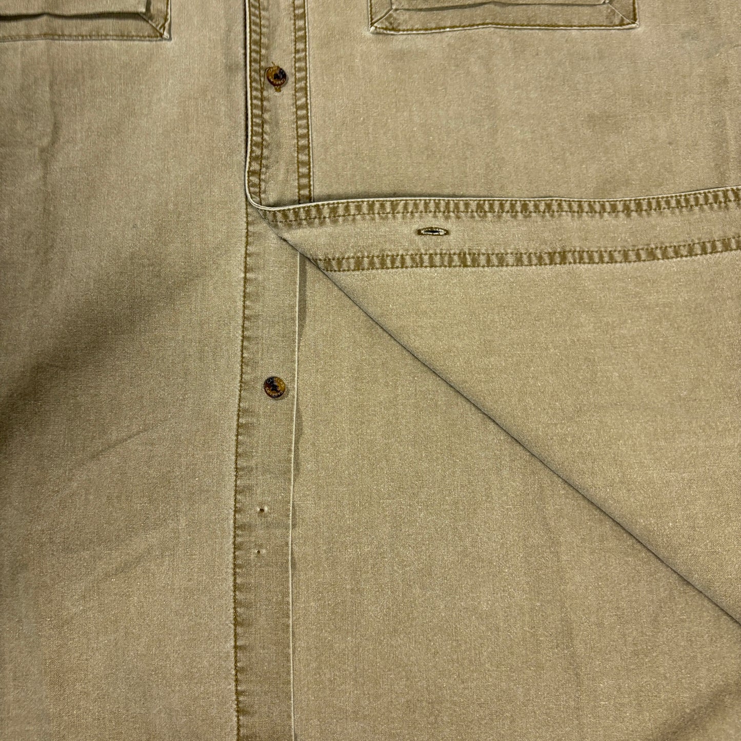 Cabela's Outdoor Gear Shirt M Tall Khaki Button Up Utility Pockets 100% Cotton