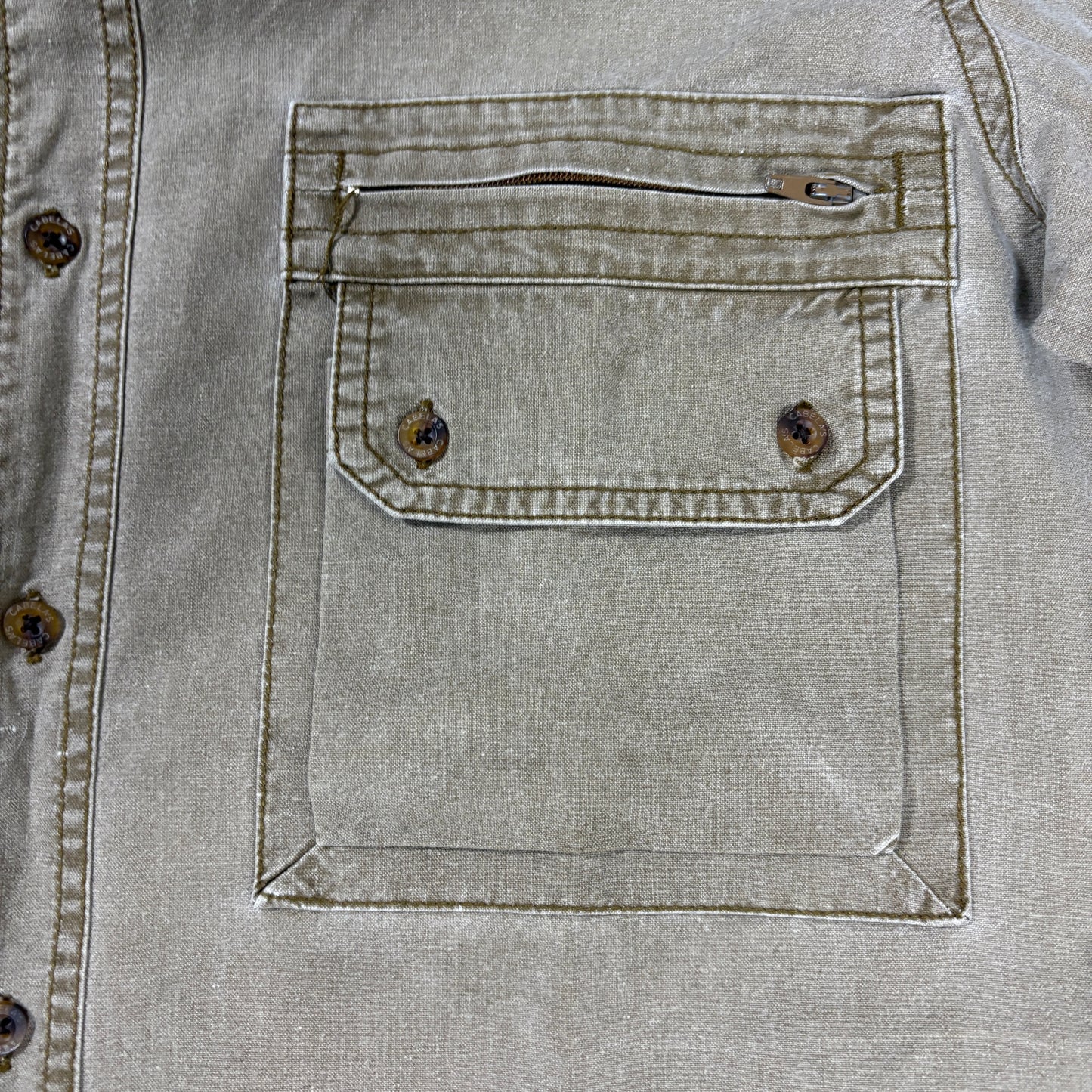 Cabela's Outdoor Gear Shirt M Tall Khaki Button Up Utility Pockets 100% Cotton
