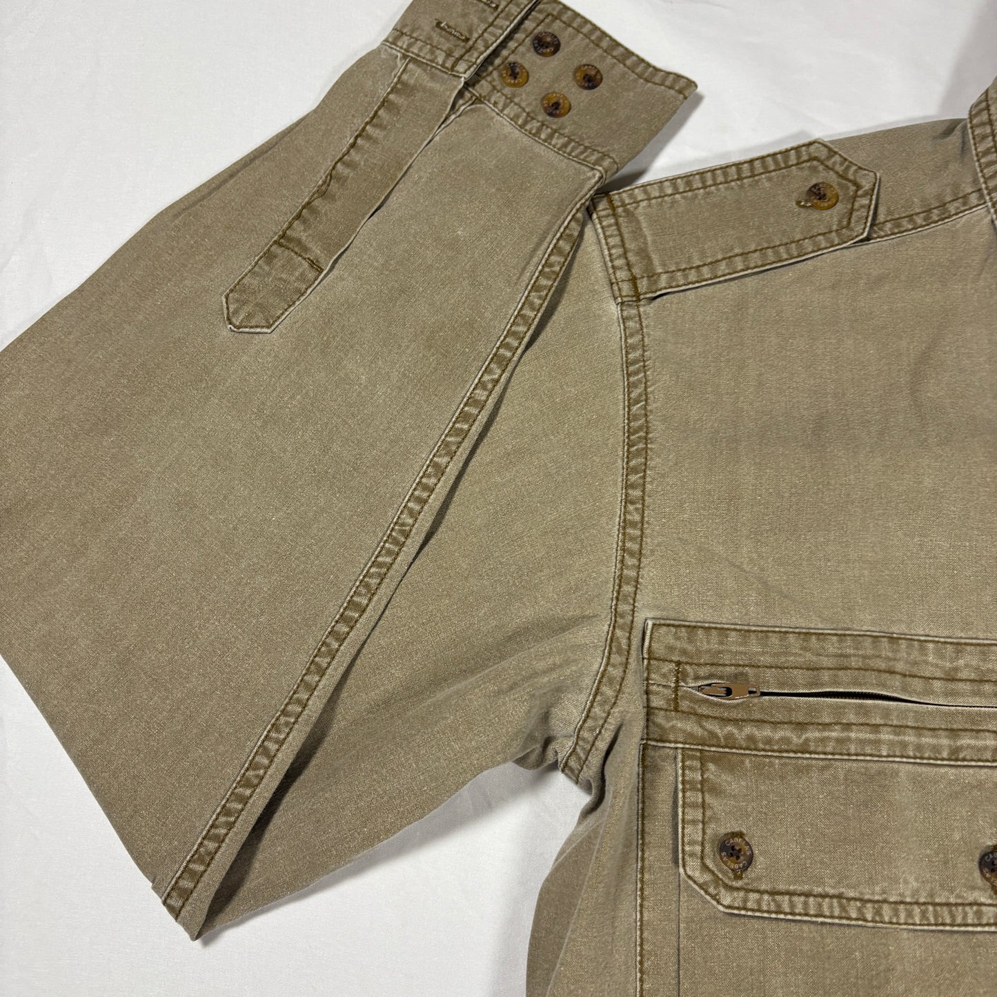 Cabela's Outdoor Gear Shirt M Tall Khaki Button Up Utility Pockets 100% Cotton