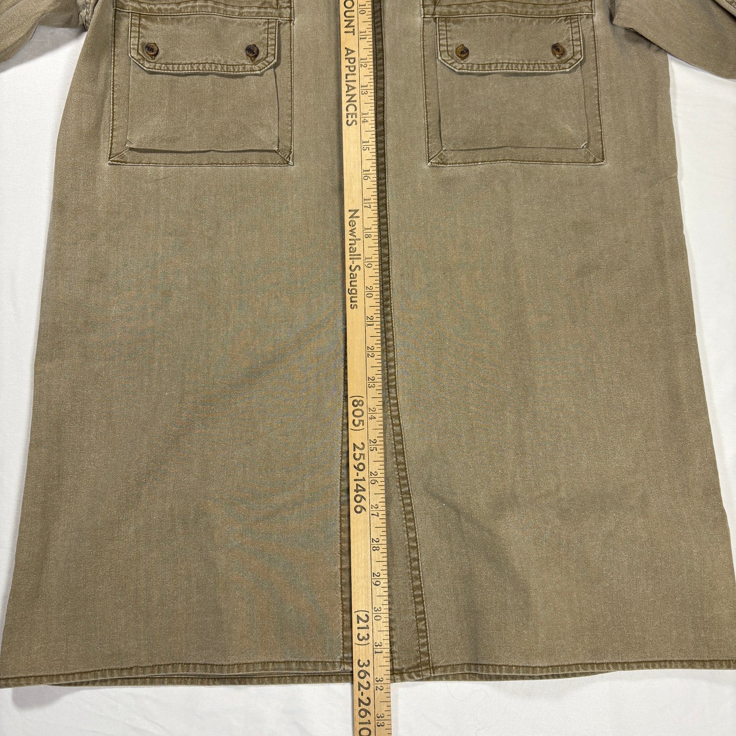 Cabela's Outdoor Gear Shirt M Tall Khaki Button Up Utility Pockets 100% Cotton