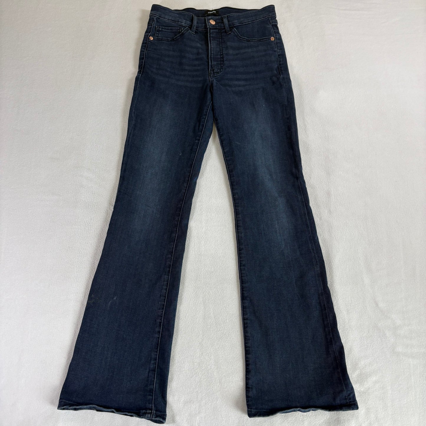 Express Boot Mid Rise Flare Dark Wash Stretch Jeans Women’s 6R 28x31