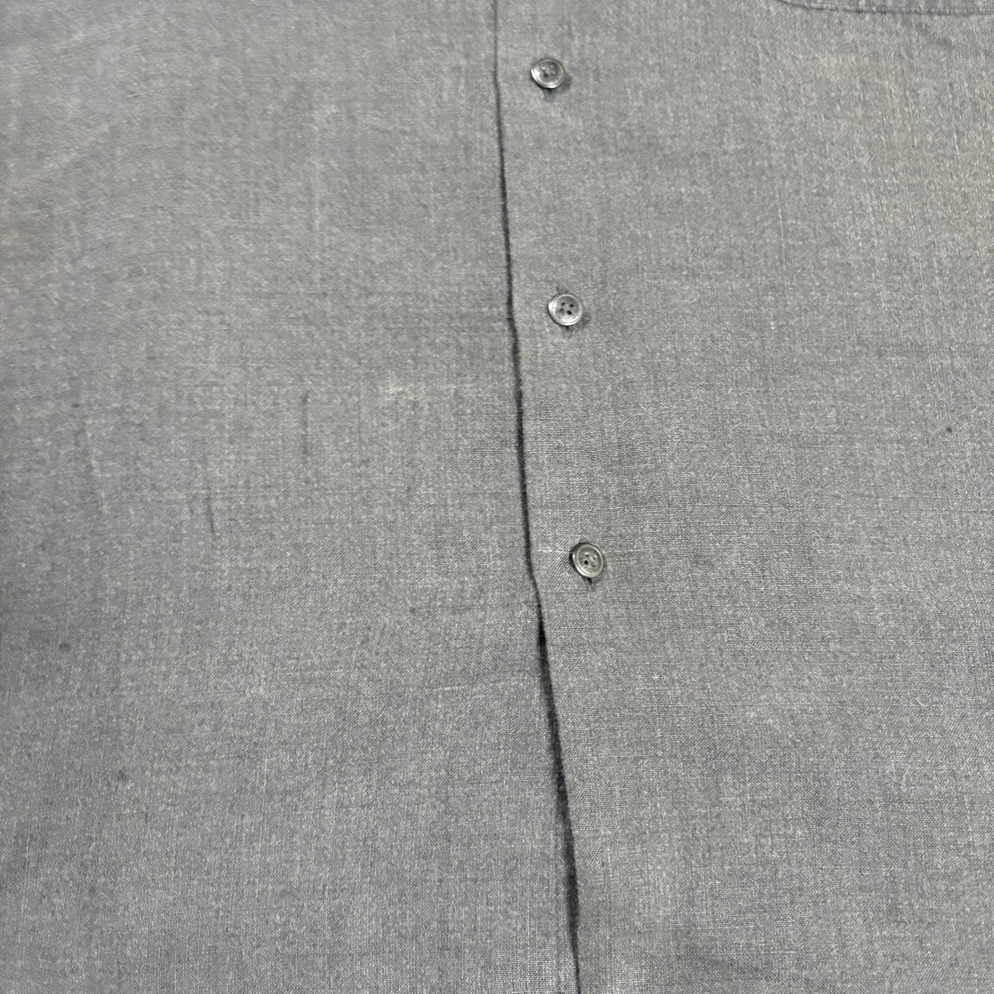 Claiborne Shirt XL Gray Linen Blend Short Sleeve Button Front Italy Fabric