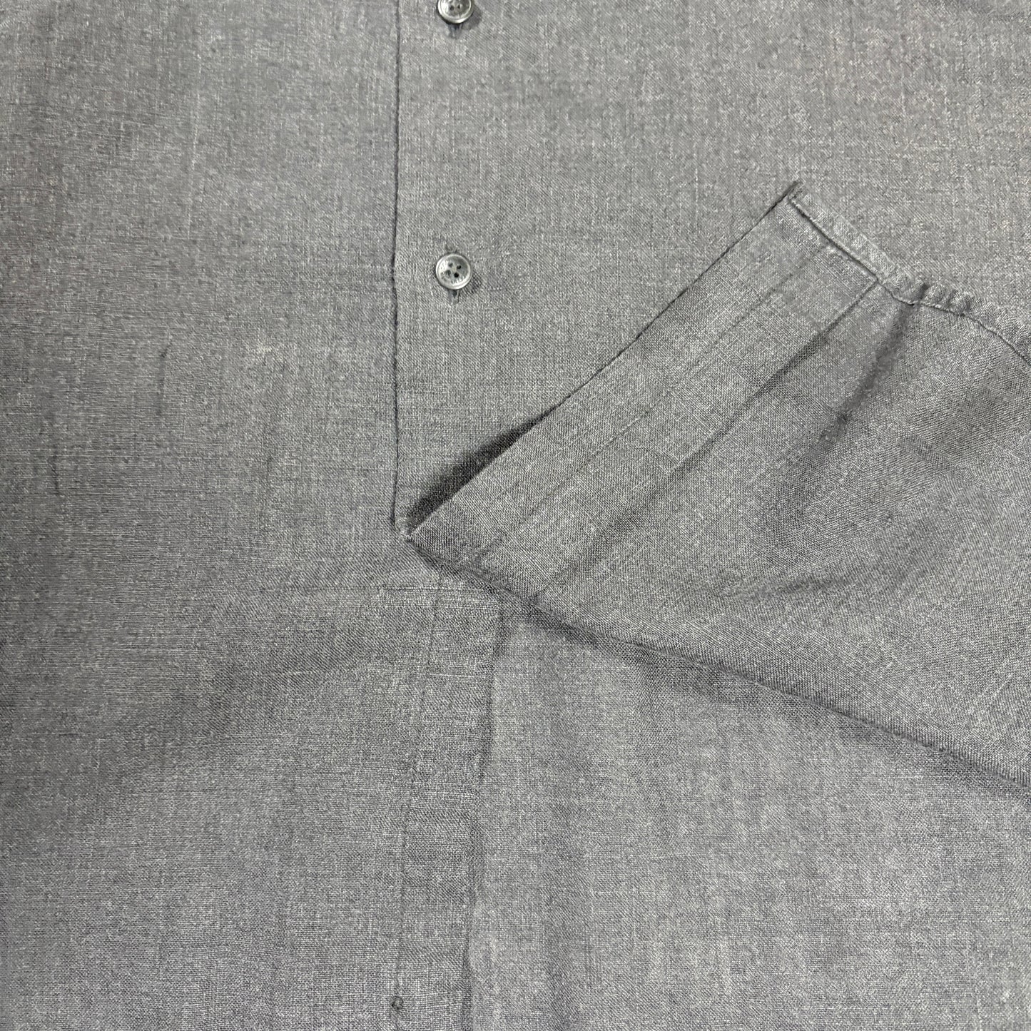 Claiborne Shirt XL Gray Linen Blend Short Sleeve Button Front Italy Fabric