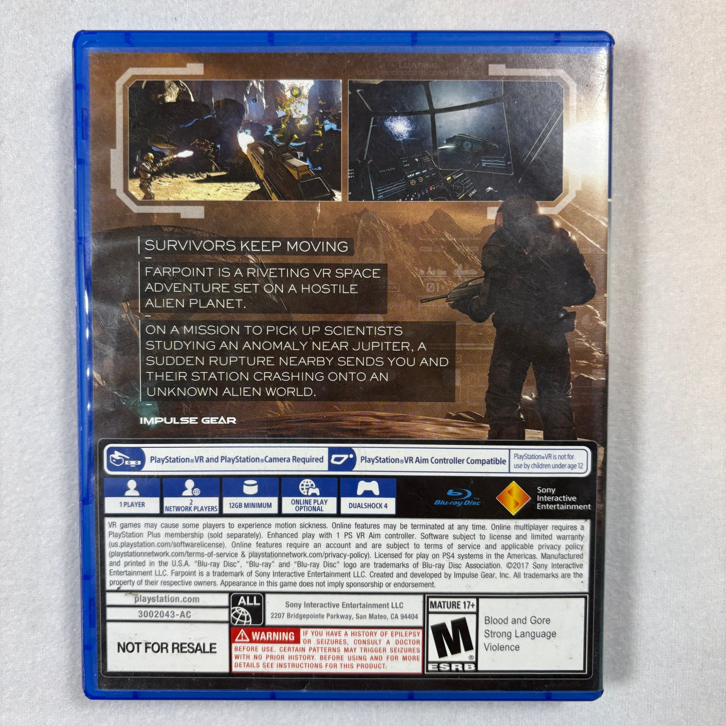 Sony PS4 Farpoint VR Game Complete Case Disc Tested Works No Manual