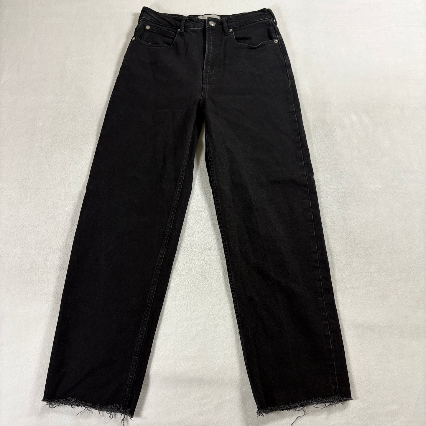 Everlane Way High Jean Black Straight Crop Raw Hem Women 26 Fits Like 26x26