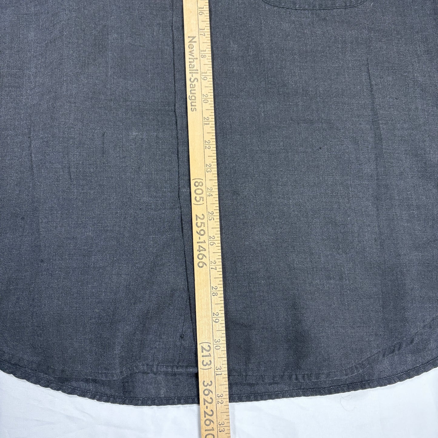 Claiborne Shirt XL Gray Linen Blend Short Sleeve Button Front Italy Fabric