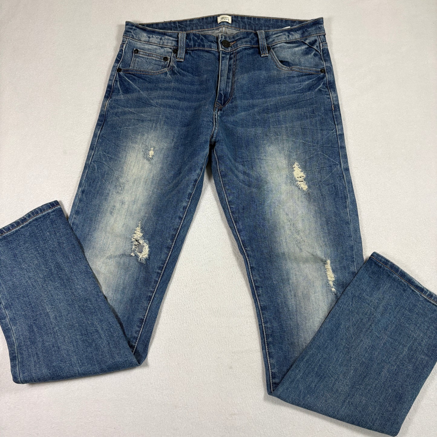 Nothing But Denim Jeans Mens 33x32 Blue Distressed Slim Fit Vintage Grunge
