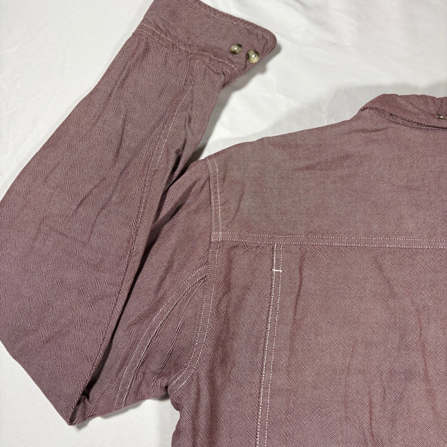 Cabela's Shirt M Tall Red Chambray Button Up Long Sleeve Dual Pocket 100% Cotton