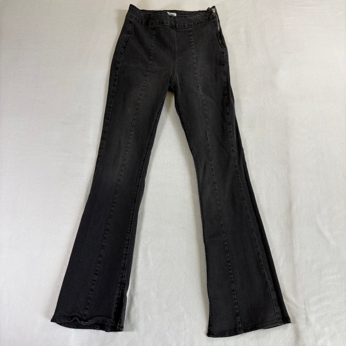 Forever 21 Premium High Rise Flare Jeans Women’s 27 Black Wash Stretch 25x30