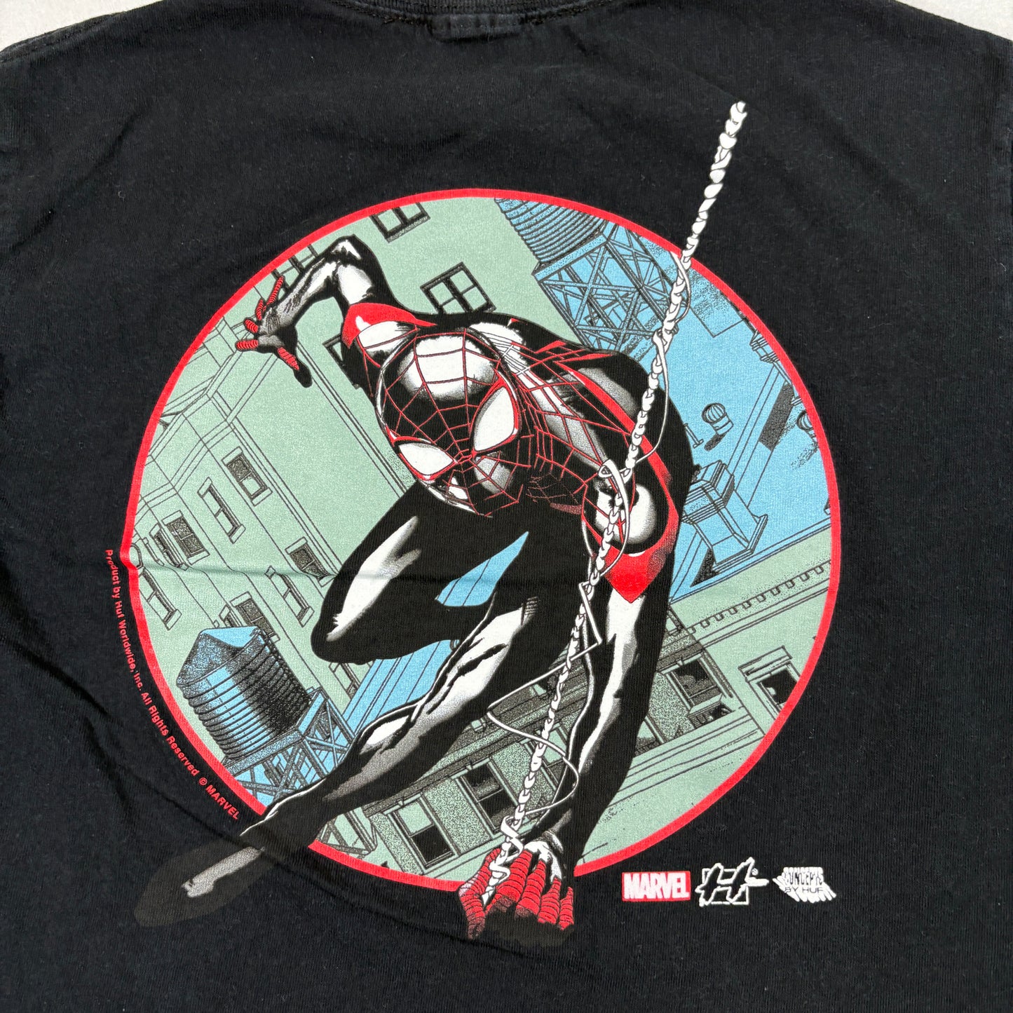 Marvel HUF Spider Man Miles Morales Kids Youth M T Shirt Black Graphic Tee